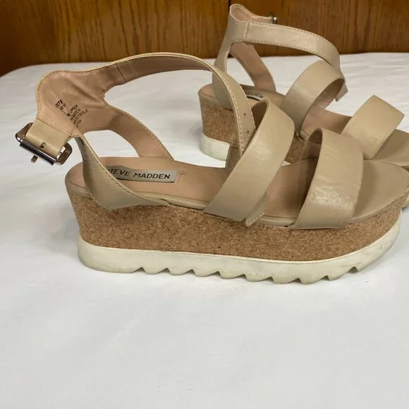 Steve Madden Kirsten Platform Sandals Women's 6.5 Beige - Picture 3 of 11